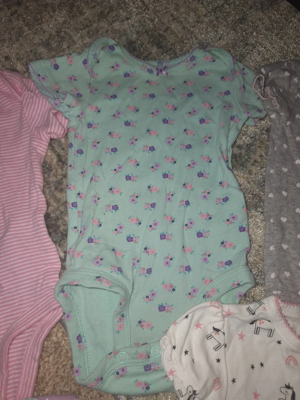 Lot Of 8- Baby Girls Assorted Short-Sleeve Onesie Set - Pastel Mix